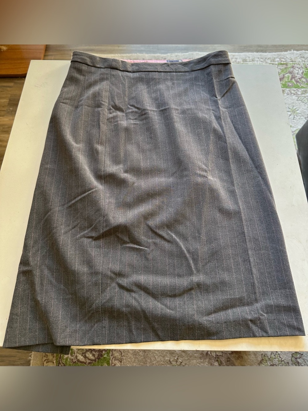 Classic Pinstripe Pencil Skirt - Gray